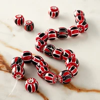 Red, White & Black Lamp Work Glass Beads by Bead Landing®