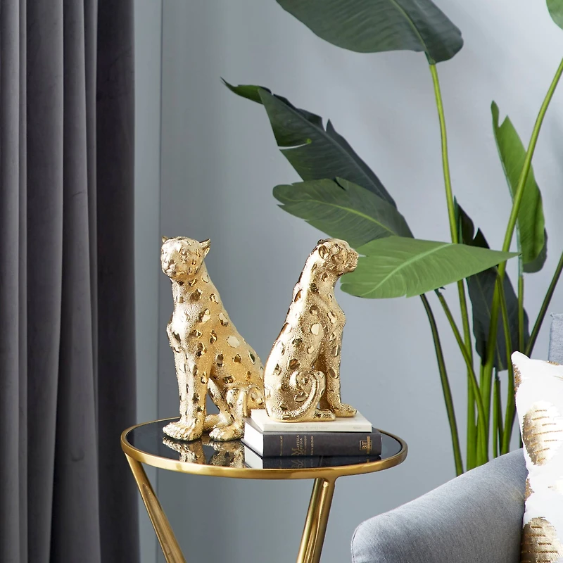 Gold Glam Leopard Sculpture Set