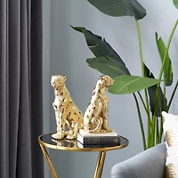 Gold Glam Leopard Sculpture Set