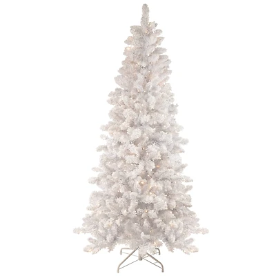 6.5ft. Pre-Lit Flocked Norway Pine Artificial Christmas Tree, Warm White LED Lights