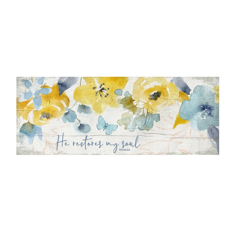 6" x 15.75" He Restores My Soul Wood Plaque