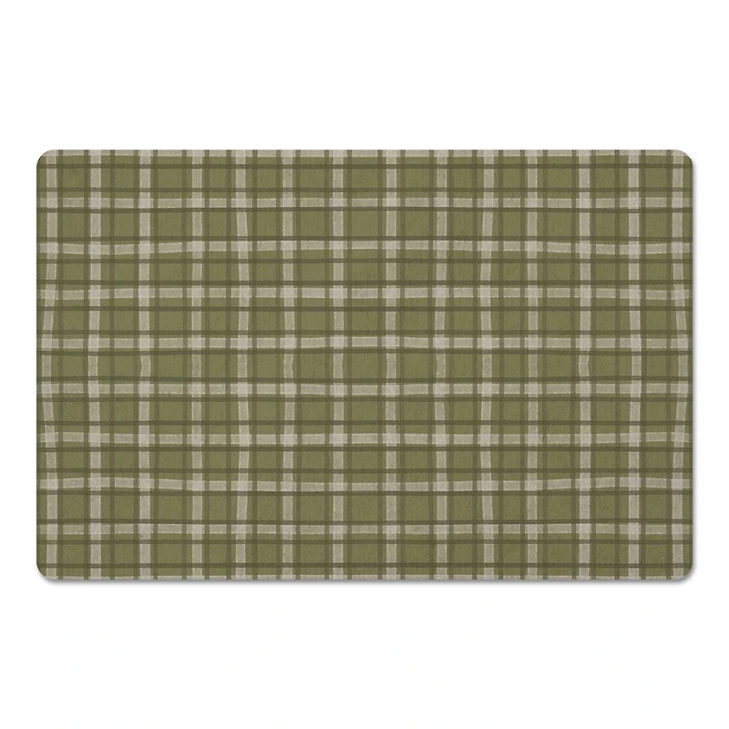 Green Multi Plaid Floor Mat