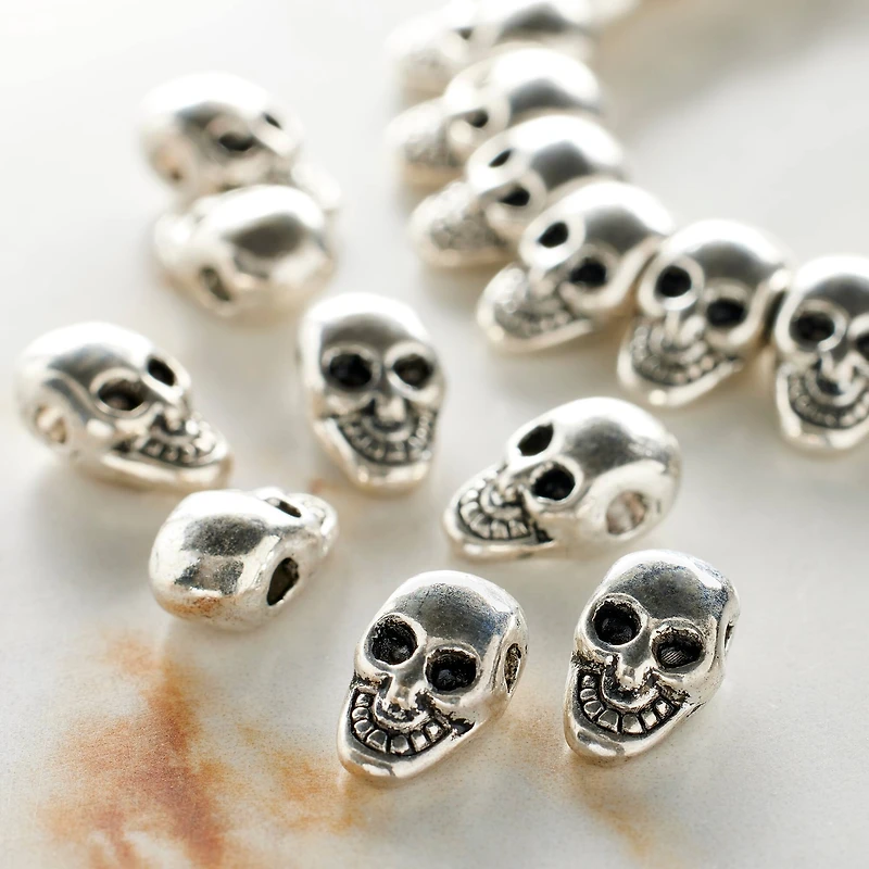 Antique Silver Metal Skull Beads, 11mm by Bead Landing™