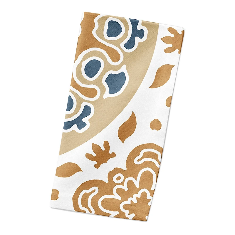 Blue and Yellow Mandala 10" x 10" Cotton Twill Napkin