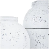 White Distressed Pot Floor Metal Vase Set