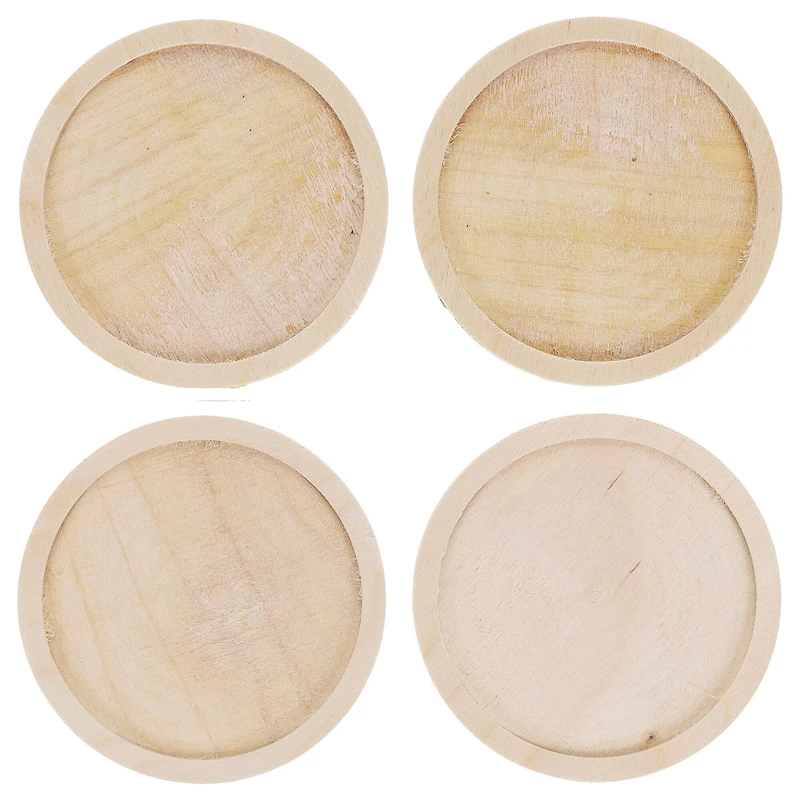 Leisure Arts® 4" Circle Welled Wood Coaster Set