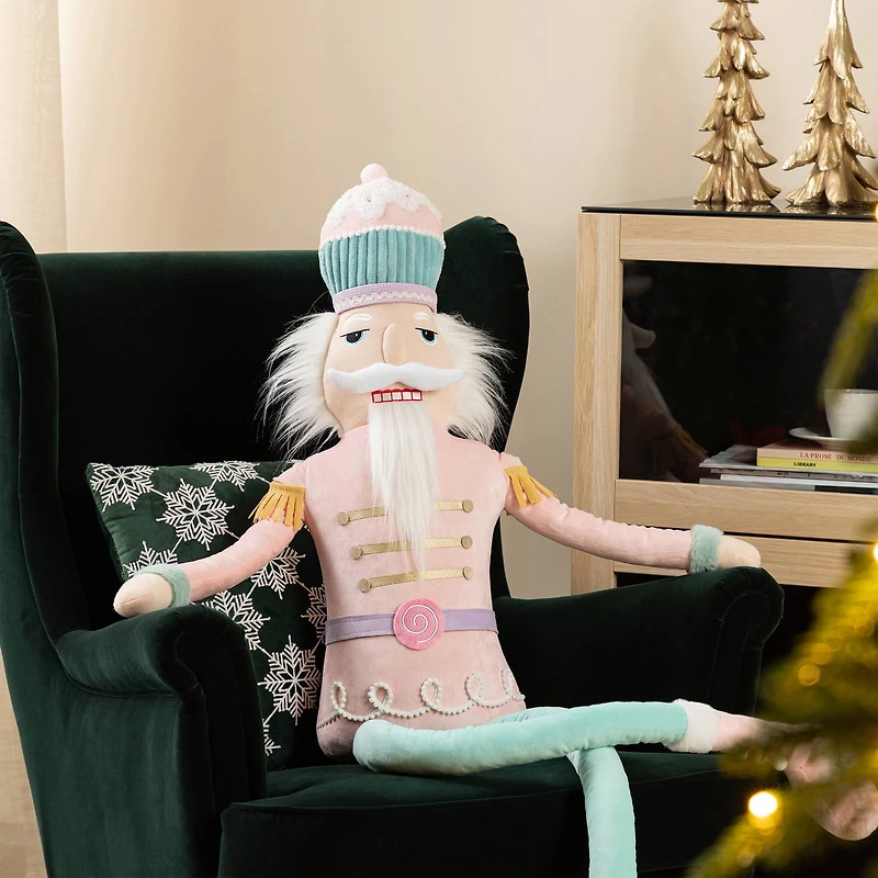Glitzhome® 60"H Christmas Oversized Fabric Nutcracker With Dangle Legs