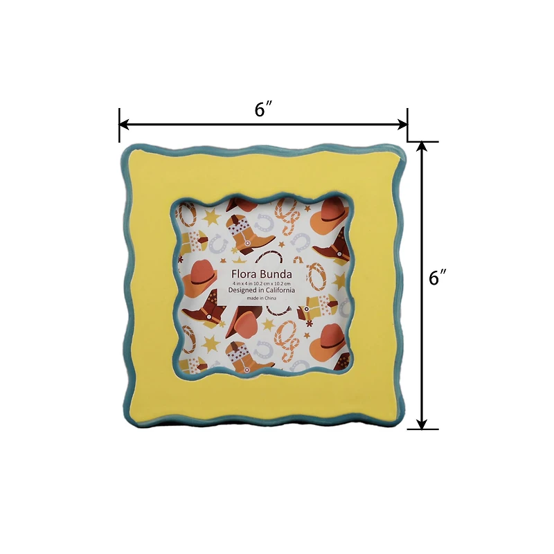 Flora Bunda® 4" x 4" Two Tone Yellow Wavy Ceramic Frame