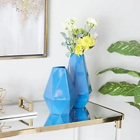 CosmoLiving by Cosmopolitan Blue Iron Contemporary Vase, 12" x 10"