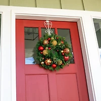 Village Lighting 24" Pre-Lit Christmas Classic Wreath, Clear LED Lights