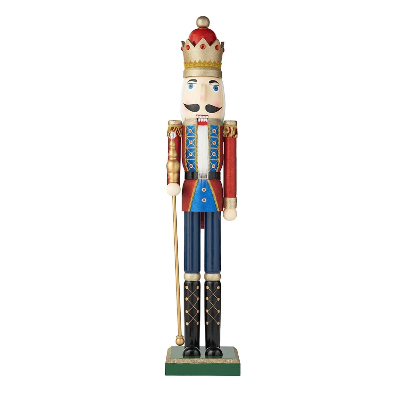 Glitzhome® 54" Wooden Christmas Glitter King Nutcracker