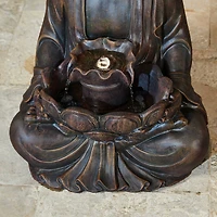 Glitzhome® 23.25" Zen-Style Meditating Buddha Statue Outdoor Fountain with LED Light