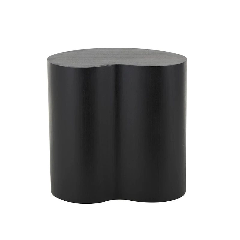 22.25" Black Wood Heart Inspired Side End Accent Table