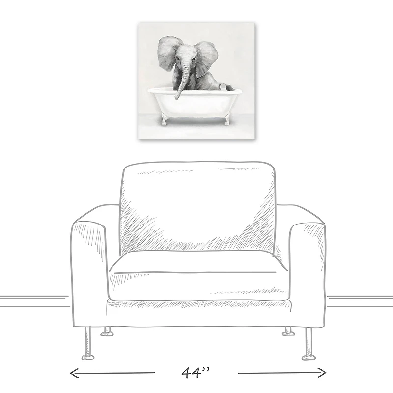 Elephant In The Tub 20" x 20" Canvas Wall Art