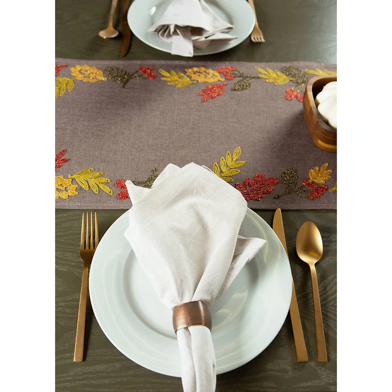 DII® 108" Shimmering Leaves Embroidered Table Runner