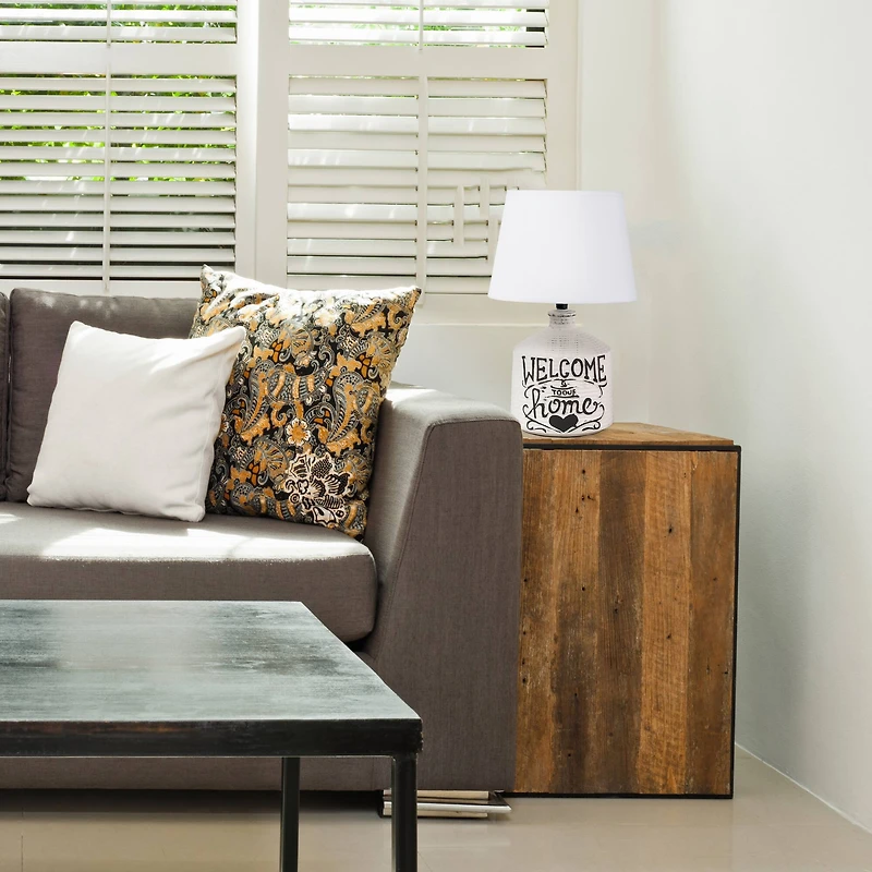 Simple Designs™ 15" Welcome Home Rustic Ceramic Accent Table Lamp