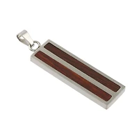Rhodium & Wood Rectangle Pendant by Bead Landing™