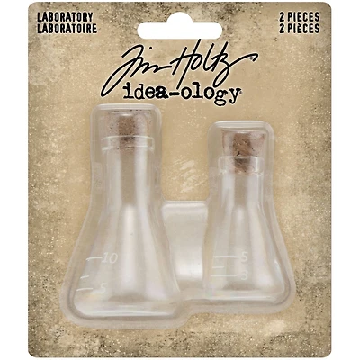 Idea-Ology Small Corked Glass Flasks 2/Pkg-Laboratory 2" To 2.375"