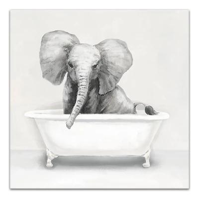 Elephant In The Tub 20" x 20" Canvas Wall Art