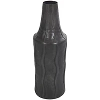 14" Black Metal Snakeskin Inspired Vase with Dimensional Wavy Accents