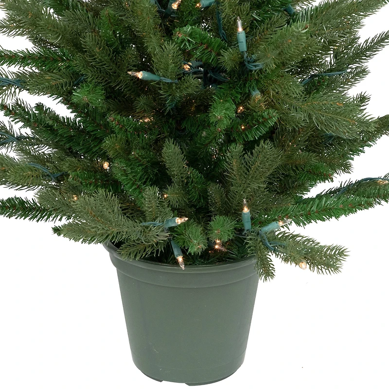 4ft. Pre-Lit Potted Real Touch™ Grande Spruce Artificial Christmas Tree, Clear Lights