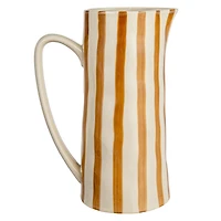 Hello Honey® 9" Cream & Orange Hand-Painted Stoneware Pitcher