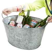 Mind Reader 10'' Medium Round Galvanized Steel Beverage Tub with Handles