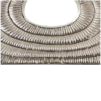 12" Silver Aluminum Geometric Circular Vase with Linear Etchings