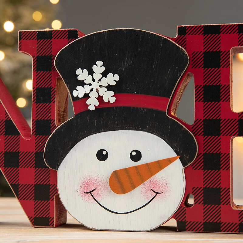 Glitzhome® 15'' NOEL Wooden Christmas Plaid Table Décor