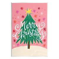 Stupell Industries Merry Christmas Pink Starry Pattern Wall Plaque Art