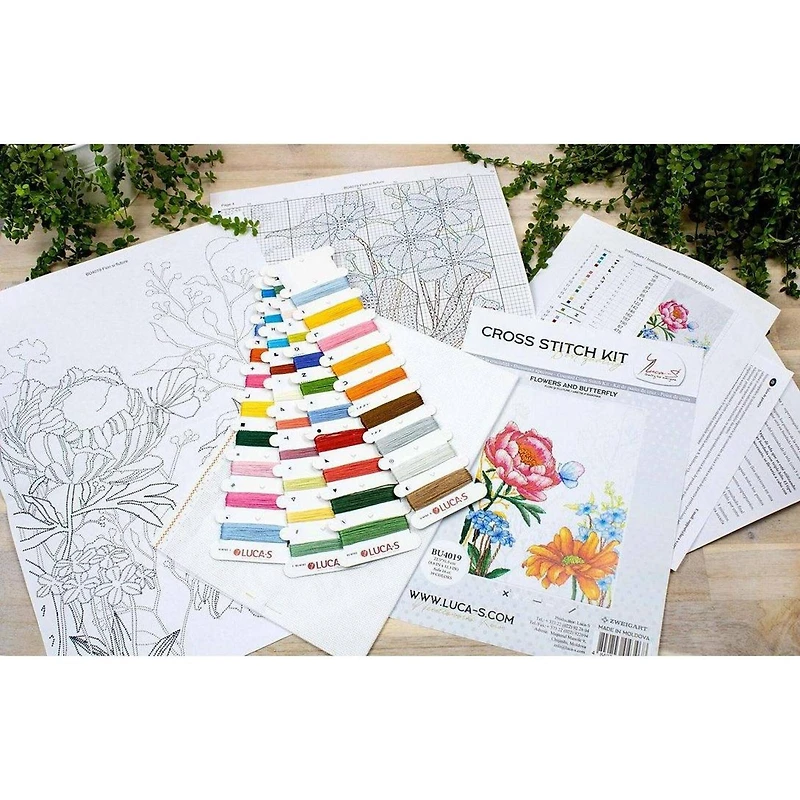 Luca-s Flowers And Butterfly Counted Cross Stitch Kit