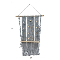 Gray Cotton Handmade Macrame 1 Shelf Wall Shelf 25" x 6" x 46"