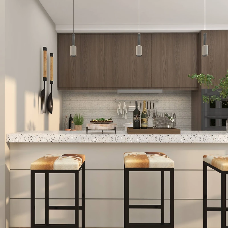 13" Cream Mango Wood Tray with Black Metal Leg