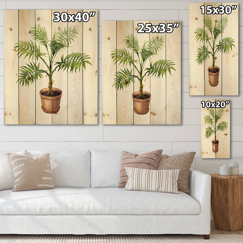 Designart - Palm In Clay Flowerpot