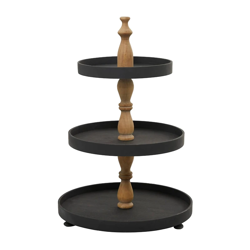 Black Traditional Tiered Server, 16" x 16" x 24"