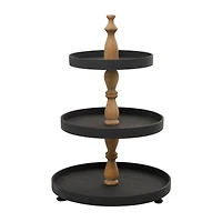 Black Traditional Tiered Server, 16" x 16" x 24"