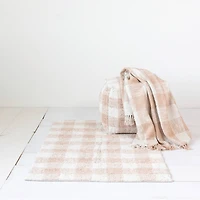 Hello Honey® Blush & Cream Plaid Hand-Woven Cotton Throw with Fringe
