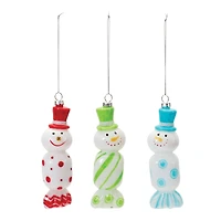 12ct. 6" Glass Snowman Candy Ornaments