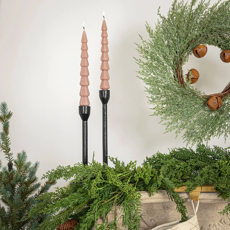 Hello Honey 10" Khaki Seasonal Silhouette Tree Shaped Taper Candles, 2ct.