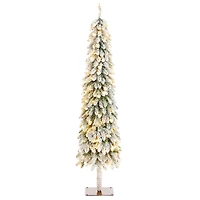 Glitzhome® 6ft Pre-Lit Flocked Artificial Christmas Tree, Warm White Lights