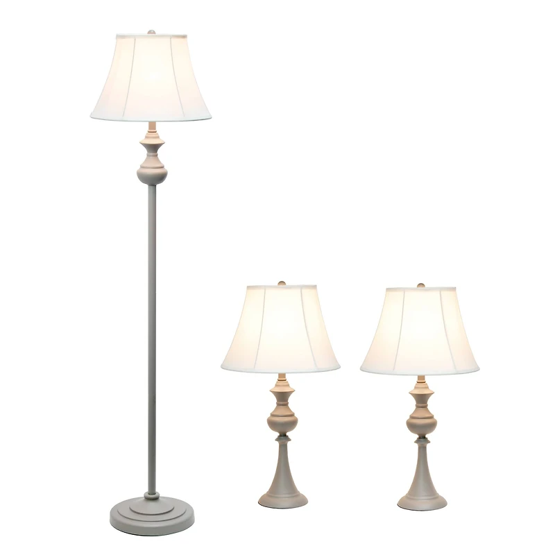 Lalia Home Gray Traditional Table and floor Lamp Set