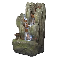 Design Toscano Lost Falls Cascading Waterfall Illuminated Tabletop Fountain