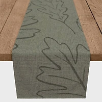 72'' Green Large Leaf Pattern Cotton Twill Runner