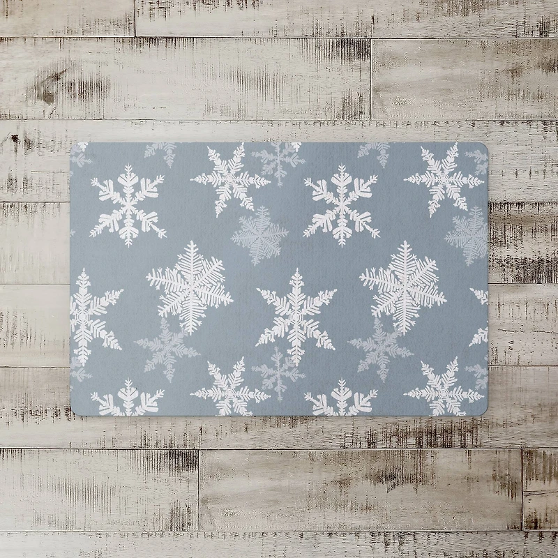 Blue Snowflake Pattern 27" x 18" Floor Mat