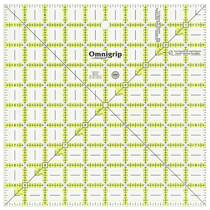 Omnigrip® by Omnigrid® 10" x 10" Non-Slip Square Quilting Ruler