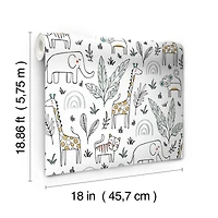 RoomMates White & Yellow Jungle Menagerie Peel & Stick Wallpaper