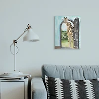 Stupell Industries Giraffe Through Doorway Safari Animal Portrait Canvas Wall Art