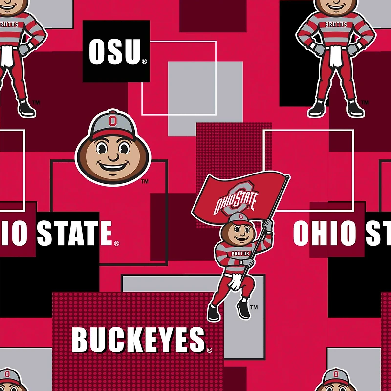 NCAA Ohio State University Buckeyes Block Cotton Fabric