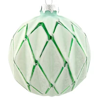 Harlequin Christmas Glass Ball Ornaments - 4" (100mm) - Mint Green - 4ct