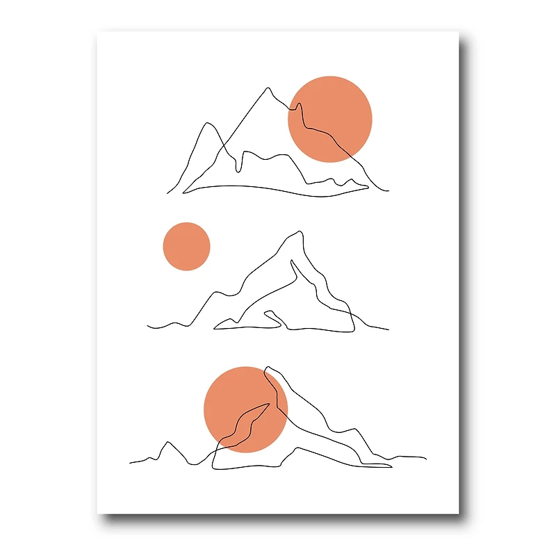 Designart - Abstract Mountain Range With Red Moons